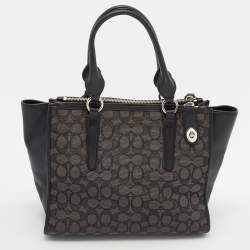 Coach Grey/Black Signature Canvas and Leather Carryall Tote