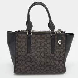 Coach Grey/Black Signature Canvas and Leather Carryall Tote