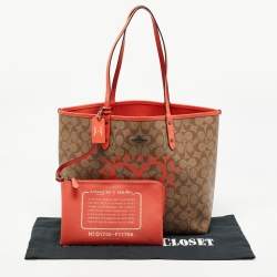 Coach x Keith Hering Beige/Orange Signature Coated Canvas and Leather Heart Graffiti City Reversible Tote 