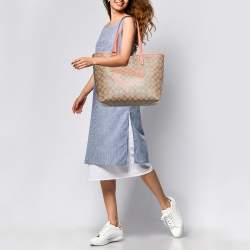 Coach x Keith Hering Beige/Orange Signature Coated Canvas and Leather Heart Graffiti City Reversible Tote 