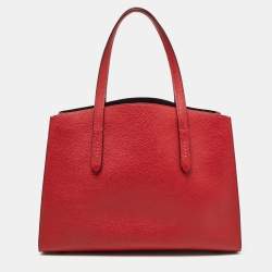 Coach Red Grained Leather Charlie Carryall Tote