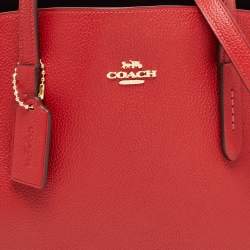 Coach Red Grained Leather Charlie Carryall Tote