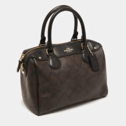 Coach Black/Brown Signature Coated Canvas and Leather Mini Bennett Satchel