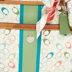 Pre Owned Coach Multicolor Signature Coated Canvas and Leather Chelsea Heritage Stripe Tote