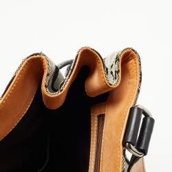 Pre Owned Coach Black Signature Canvas and Leather Buckle Tote