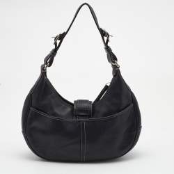 Pre Owned Coach Black Leather Hampton Hobo