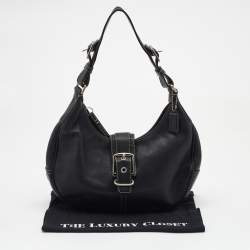 Pre Owned Coach Black Leather Hampton Hobo