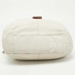 Pre Owned Coach White/Brown Canvas and Leather Large Soho Hobo