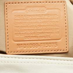 Pre Owned Coach White/Brown Canvas and Leather Large Soho Hobo