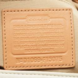 Pre Owned Coach White/Brown Canvas and Leather Large Soho Hobo