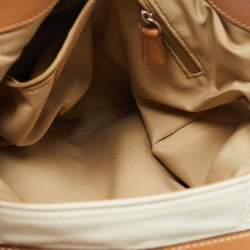 Pre Owned Coach White/Brown Canvas and Leather Large Soho Hobo