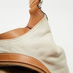Pre Owned Coach White/Brown Canvas and Leather Large Soho Hobo