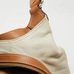 Pre Owned Coach White/Brown Canvas and Leather Large Soho Hobo