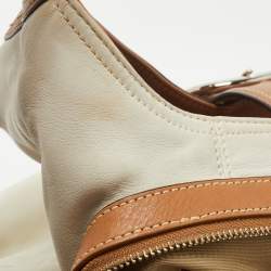 Pre Owned Coach White/Brown Canvas and Leather Large Soho Hobo
