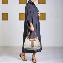 Pre Owned Coach White/Brown Canvas and Leather Large Soho Hobo