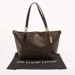 Coach Brown Signature Coated Canvas Ava Tote