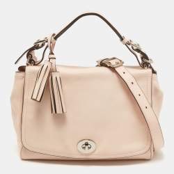 Pre Owned Coach Pink Leather Legacy Romy Top Handle Bag