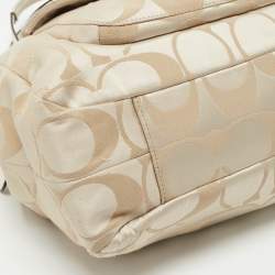 Pre Owned Coach White/Beige Signature Fabric Campbell Hobo