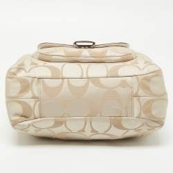 Pre Owned Coach White/Beige Signature Fabric Campbell Hobo