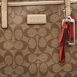 Coach Beige Signature Coated Canvas Park Metro Shopper Tote