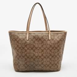 Coach Beige Signature Coated Canvas Park Metro Shopper Tote