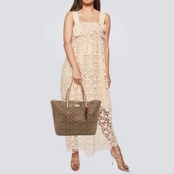 Coach Beige Signature Coated Canvas Park Metro Shopper Tote
