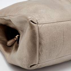 Pre Owned Coach Metallic Beige Pebbled Leather Edie 31 Shoulder Bag