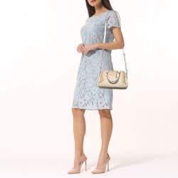 Pre Owned Coach Beige Signature Coated Canvas and Leather Mini Sage Carryall Satchel