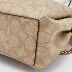 Pre Owned Coach Beige Signature Coated Canvas and Leather Mini Sage Carryall Satchel