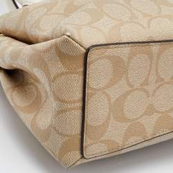Pre Owned Coach Beige Signature Coated Canvas and Leather Mini Sage Carryall Satchel