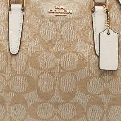 Pre Owned Coach Beige Signature Coated Canvas and Leather Mini Sage Carryall Satchel