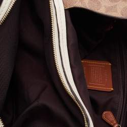 Pre Owned Coach Ivory/Brown Siganature Coated Canvas and Leather Dalton 31 Shoulder Bag