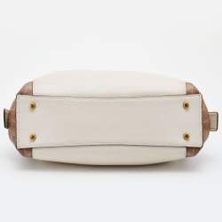 Pre Owned Coach Ivory/Brown Siganature Coated Canvas and Leather Dalton 31 Shoulder Bag
