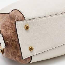 Pre Owned Coach Ivory/Brown Siganature Coated Canvas and Leather Dalton 31 Shoulder Bag
