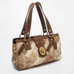 Coach Brown/Multicolor Leather and Canvas Patchwork Satchel