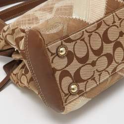 Coach Brown/Multicolor Leather and Canvas Patchwork Satchel
