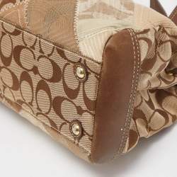 Coach Brown/Multicolor Leather and Canvas Patchwork Satchel