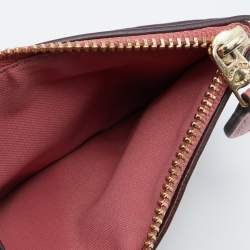 Coach Beige/Pink Signature Coated Canvas and Leather Zip Card Holder