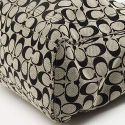 Pre Owned Coach Black/Grey Signature Canvas and Leather Penelope Tote