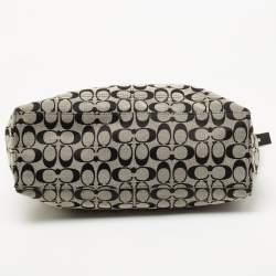 Pre Owned Coach Black/Grey Signature Canvas and Leather Penelope Tote