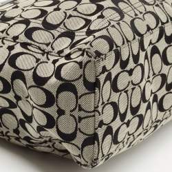 Pre Owned Coach Black/Grey Signature Canvas and Leather Penelope Tote