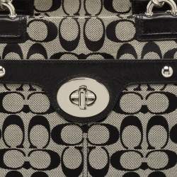 Pre Owned Coach Black/Grey Signature Canvas and Leather Penelope Tote