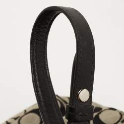 Pre Owned Coach Black/Grey Signature Canvas and Leather Penelope Tote