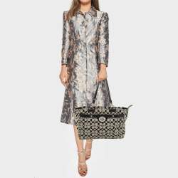 Pre Owned Coach Black/Grey Signature Canvas and Leather Penelope Tote