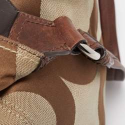 Pre Owned Coach Brown/Beige Signature Canvas and Leather Shoulder Bag