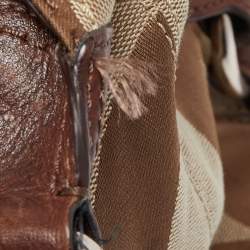 Pre Owned Coach Brown/Beige Signature Canvas and Leather Shoulder Bag