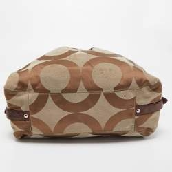 Pre Owned Coach Brown/Beige Signature Canvas and Leather Shoulder Bag