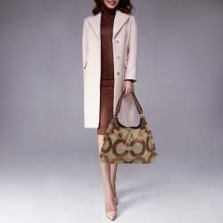Pre Owned Coach Brown/Beige Signature Canvas and Leather Shoulder Bag