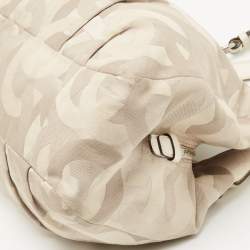 Pre Owned Coach White/Beige Op Art Canvas Madison Maggie Shoulder Bag