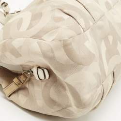 Pre Owned Coach White/Beige Op Art Canvas Madison Maggie Shoulder Bag